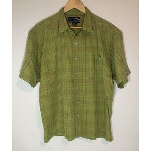 Vintage 90’s Address Unknown Celery Green Plaid S/S Button Down Men’s Shirt XL